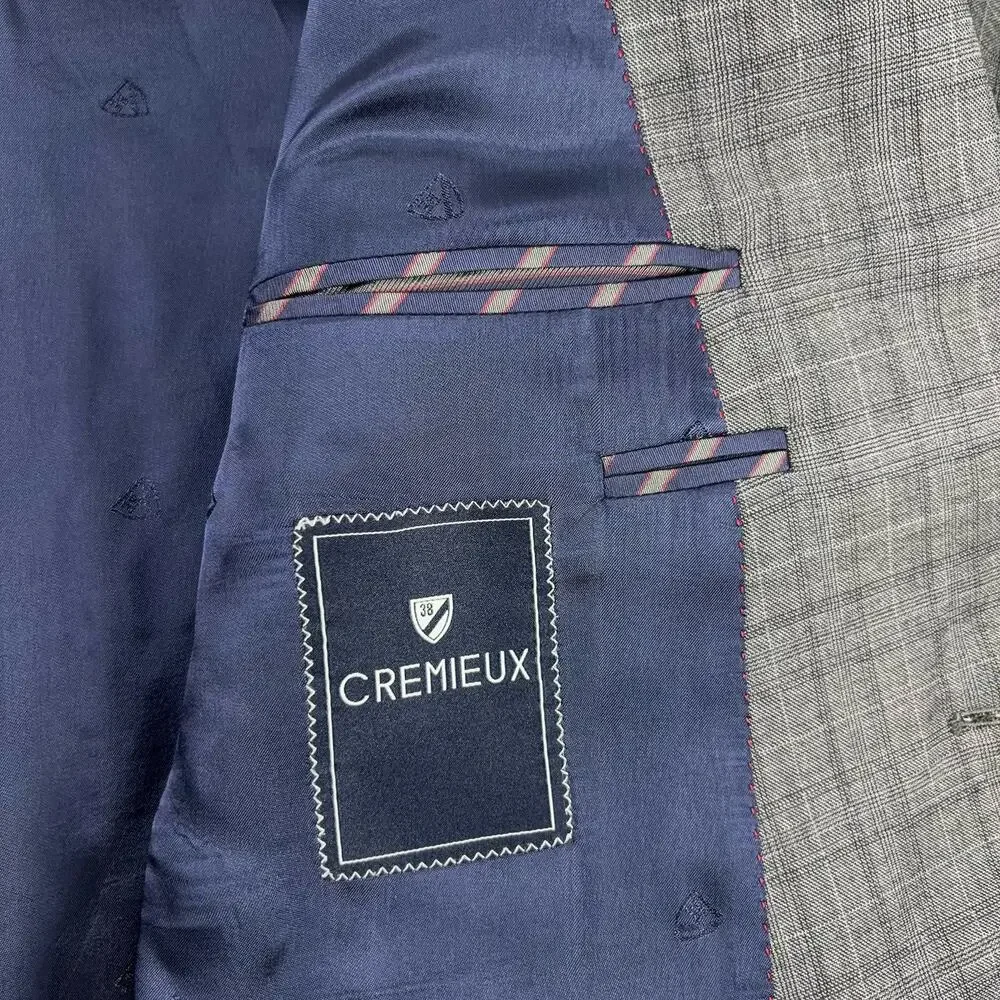 Daniel Cremieux Loro Piana Wool Blazer Men 50R Gray Glen Plaid Sport Jacket Coat